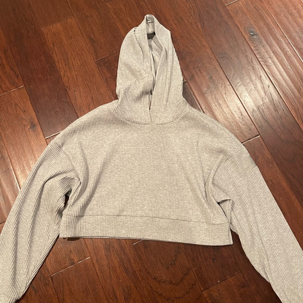 Alo Ribbed Cropped Hoodie